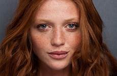 red cintia dicker hair model freckles women redhead natural portrait head wavy face long brown redheads beautiful freckle smiling beauty