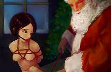gift hentai santa bound nude bondage box foundry tie arms rope back female frogtie behind gag male 1girls ball respond