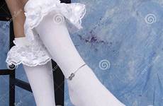 socks white girl ankle silver wearing chain legs teen ruffled leggy preview