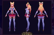 ahri guardian star character artstation lol league legends model concept skin skins 3d ryan ribot reference game cosplay characters sheet
