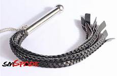 whip sex braided metal anal handle flogger leather tails plug dildo 65cm toys couples spanking