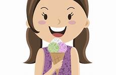 ice cream eating cartoon girl vector cornet royalty