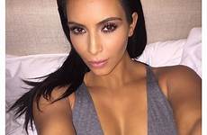 kim kardashian instagram sexy cleavage morning selfie makeup low her celebrity she after before popsugar beauty april dress got apartment