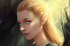 fantasy green eyes girl elves elf wallpaper blonde woman female face ears forest portrait druid character big background wood desktop