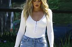 khloe kardashian jeans tight calabasas studio ripped leaves leaving hawtcelebs celebmafia