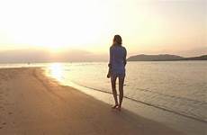 walking beach girl sunset