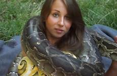 python around girl neck big her