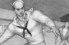 gay hunks men tom finland cartoon young hyper masculinity muscular arguably reaction effete portrayal against were but proved exclusionary their