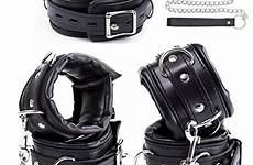cuffs bondage leather set wrist padded collar bdsm neck ankle soft accessories pu kit hands cosplay sex toys couple restraints