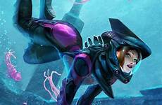 underwater subnautica concept alexandr fi sci deviantart cyberpunk girl tumblr fantasy artist female digital armor cuded rebreather drysuit characters suit