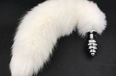 plug anus anal dilator coarse tails tail butt stainless beads steel big white