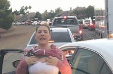 flasher road rage herself woman caught vegas las highway camera exposing hit flashes run family video rodriguez adrian horror profanities