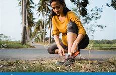 shoelace pregnant tied woman her outdoor exercising