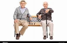 old two men bench seated posing wooden chessboard alamy between isolated pose