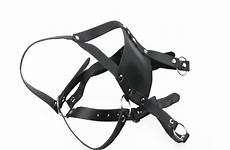 mouth harness panel mask bondage ball gag faux leather head restraint stuffed hood pu toxic non