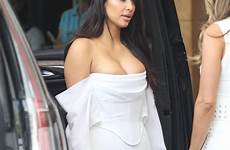 kardashian kim boobs cleavage kardashians corset spill hawtcelebs