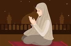 muslim praying girl vector illustration young