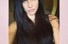 hair dark instagram model russian raven eyes beautiful long face dasha blue her doll pale skin dereviankina fair daria choose