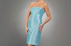 dresses knee strapless length prom blue neckline light beading column zipper trimmed