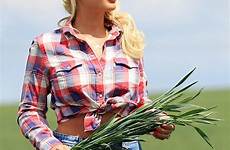 farm sexy farmgirl outfit working plaid old field wheat west shirt her look hotpants stacey keith author faiers billie cassidy