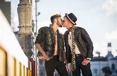 gay kissing men stock