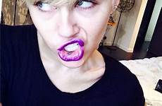miley cyrus tattoos her lip celebrity sideboob inner wardrobe snaps larking huge lipstick snarl selfie bottom