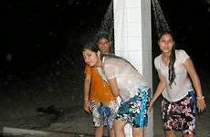 indian shower girls bathing hot open air