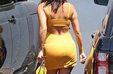 kourtney kardashian mini yellow dress angeles los leaves studio gotceleb celebmafia