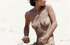 ling bai nipples beach hawaii actress flashes nude topless celebs her