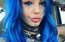 blue eyes eyeballs blind dragon luke amber tattoos getting her went after tattooed girl body goes has who modification scroll