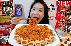 mukbang noodles spicy samyang ramen challenge asmr 5x eating fire