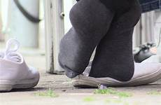 feet girl sock socks socked shoeplay sensible play cc her barefoot candid foot heels 9aa flats