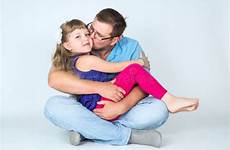 kissing dad daughter his daddy kisses hugs stock preview