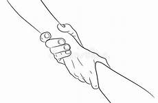 helping hands hand each other two white vector drag background brush contour pull taking lines concept illustration preview