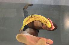 crush under glass crushing women barefoot banana