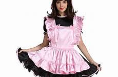 sissy satin dress maid cosplay pink costume forced uniform crossdressing maids girl kleid zofe dessous group item choose board