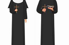 nun priest catholic vector holding cross rood vectorstock clipart praying drawing choose board illustration royalty similar