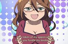 anime kawaisou grab minna bokura wa girls boobs rather would mayumi gif panty shots killed stupid horror couples because why