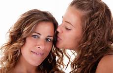 kissing daughter mother happy stock