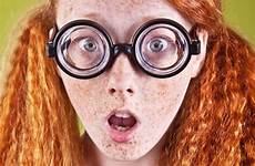 girl nerdy glasses redheads ugly red hair big freckled ginger redhead stock funny head beauty royalty heads beautiful facial surprise