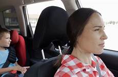 car driving son mother her sitting seat while infant