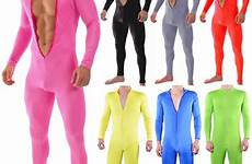men gay spandex unitard bodysuit piece mens sexy zipper sportswear catsuit unicolor stretch tight costumes queerks leotard plus size