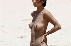 ling bai nipples beach hawaii actress flashes her nude topless celebs