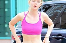 fanning elle hot gym tights studio leggings bikini pink city arrives top arriving july dakota yoga going la pants hawtcelebs