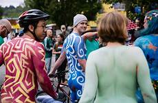 solstice fremont bike parade naked seattle riders body painting fair kick quirky off