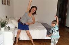 workout mom son