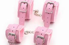 bondage pink cuffs ankle hand restraints leather fur bdsm toys sex adult restraint kits fetish soft