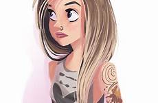 cartoon girl drawing girls character drawings female inspiration characters cool pernille cute illustration people inked sketch pretty sketches line style