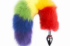 fox tail plug butt sex rainbow anal women toys sexy erotic colorful animal tails metal faux adult toy flirt men