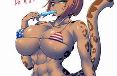 leopard furry bikini big xxx rule34 freedom flag catgirl swimsuit female rule 34 anthro breasts micro large options 4th july